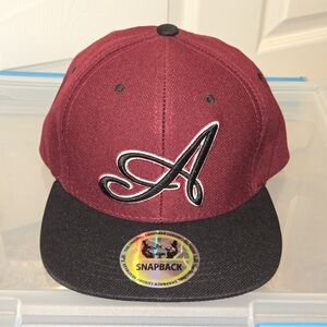 Men Maroon & Black Snapback Cap with Embroidered 'A'